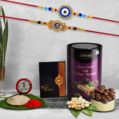 (K2_516+517_BS) Rakhi Combo with Chocolate Butter Scotch 96gm | stylish rakhi for brother | Rakhi & Chocolate for brother | rakhi brother | rakhi with gift | handmade rakhi | Set of 2
