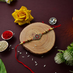 (K1_552_CA32) Rakhi Combo with Chocolate Almonds 32gm, Rakhi & Chocolate for brother, Fancy Rakhis for men stylish, rakhi with gift, Rakhi Combo, Set of 1, Chocolate