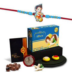 (K1_879_BS32) Rakhi Combo with Chocolate Butter Scotch 32gm, Pooja Coin & Greeting Card, rakhi for brother kids, rakhi for kids boy, kids rakhi with gift, Rakhi with chocolate, rakhi with gift for kids, rakhi for kids, rakhi set of 1