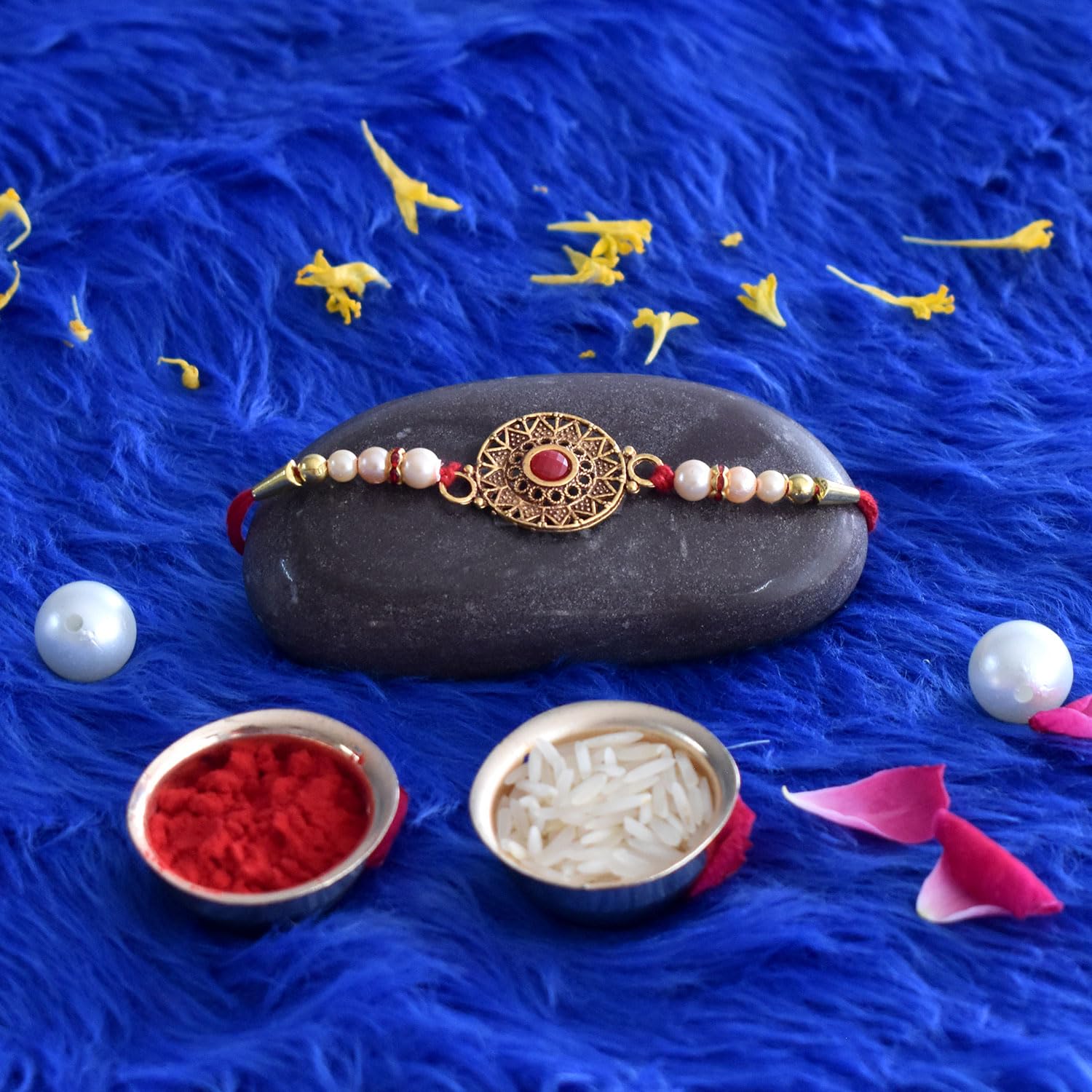 (K2_271+272_CA32) Rakhi Combo with Chocolate Almonds 32gm, Rakhi & Chocolate for brother, Fancy Rakhis for men stylish, rakhi with gift, Rakhi Combo, Set of 2, Chocolate