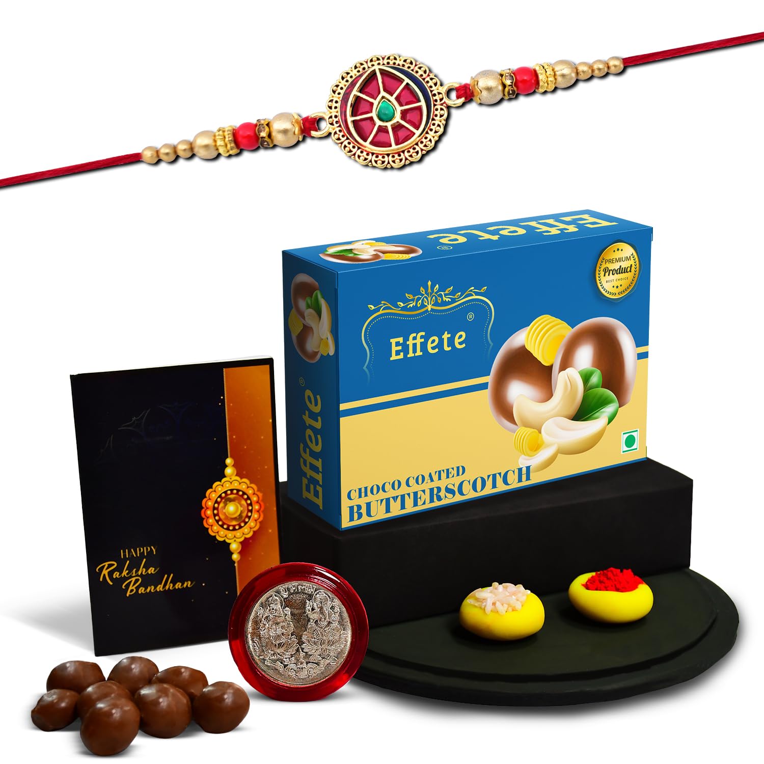 (K1_422_BS32) Rakhi Combo with Chocolate Butter Scotch 32gm, stylish rakhi for brother, Rakhi & Chocolate for brother, rakhi brother, rakhi with gift, handmade rakhi, Set of 1 Rakhi