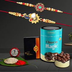 (K2_414+415_CM) Rakhi Combo with Chocolate Magic | Rakhi for brother with gift | Fancy Rakhis for men stylish |rakhi combo for brother | Set of 2 Rakhi | Chocolate |