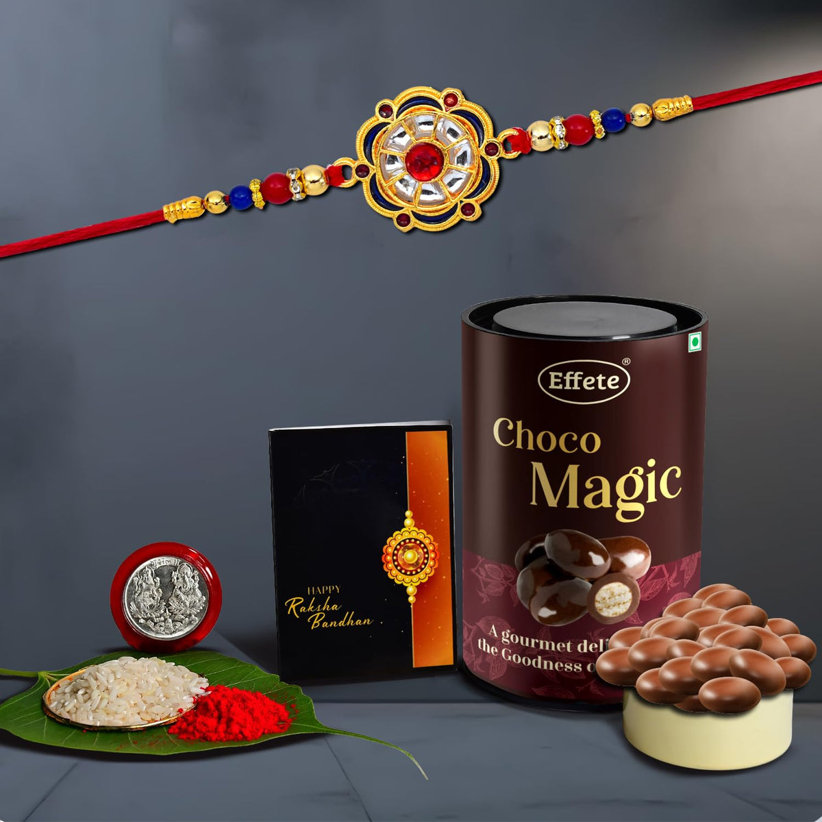 (K1_299_EM) Rakhi Combo & Chocolate Magic | Rakhi & Chocolate for brother | Fancy Rakhis for men stylish | rakhi with gift | Rakhi Combo | Set of 1 | Chocolate