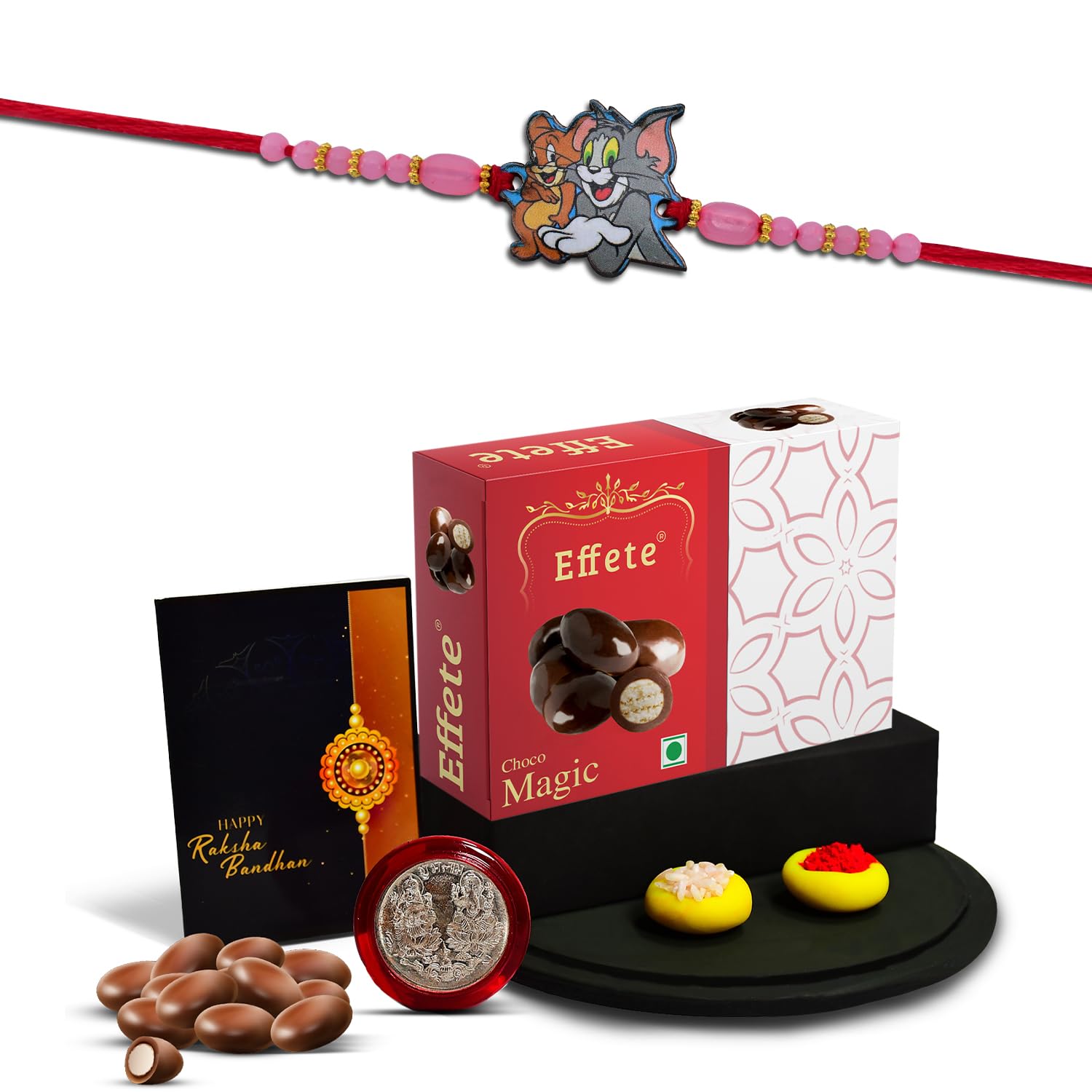 (K1_881_EM32) Rakhi Combo & Chocolate Magic 32gm with Pooja Coin & Greeting Card, rakhi gift for kids, kids rakhi combo, rakhi combo for kids, Rakhi Gift Hamper, rakhi for kids with gift, rakhi gift for brother kids, rakhi set of 1