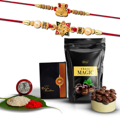(K2_3+10_SM) Rakhi Combo with Choco Magic (Pouch), Rakhi & Chocolate for brother, Rakhi with chocolate, rakhi with gift, Rakhi Combo, Set of 2 Rakhi, Chocolate