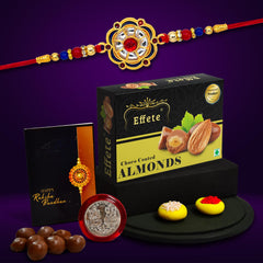 (K1_299_CA32) Rakhi Combo with Chocolate Almonds 32gm, Rakhi & Chocolate for brother, Fancy Rakhis for men stylish, rakhi with gift, Rakhi Combo, Set of 1, Chocolate