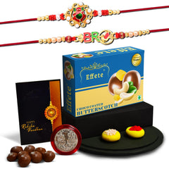 (K2_12+13_BS32) Rakhi Combo with Chocolate Butter Scotch 32gm, Rakhi & Chocolate for brother, Rakhi with chocolate, rakhi with gift, Rakhi Combo, Set of 2 Rakhi, Chocolate