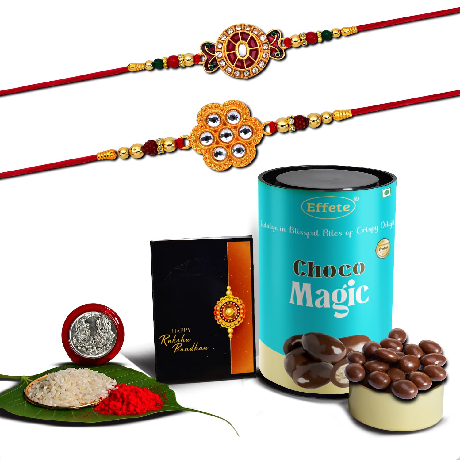 (K2_531+532_CM) Rakhi Combo with Chocolate Magic | Rakhi for brother with gift | Fancy Rakhis for men stylish |rakhi combo for brother | Set of 2 Rakhi |  Chocolate |