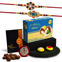 (K2_549+550_BS32) Rakhi Combo with Chocolate Butter Scotch 32gm, stylish rakhi for brother, Rakhi & Chocolate for brother, rakhi brother, rakhi with gift, handmade rakhi, Set of 2 Rakhi
