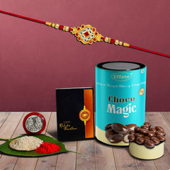 (K1_515_CM) Rakhi Combo & Chocolate Magic | Rakhi & Chocolate for brother | Fancy Rakhis for men stylish | rakhi with gift | Rakhi Combo | Set of 1 | Chocolate