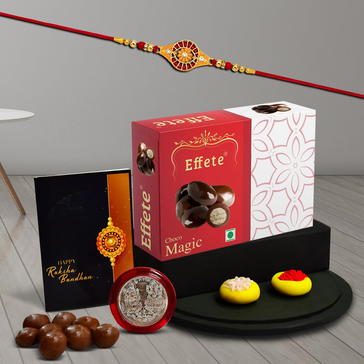 (K1_325_EM32) Rakhi Combo with Chocolate Magic 32gm | stylish rakhi for brother | Rakhi & Chocolate for brother | rakhi brother | rakhi with gift | handmade rakhi | Set of 1