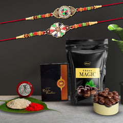 (K2_416+417_SM) Rakhi Combo with Choco Magic (Pouch), Rakhi & Chocolate for brother, Rakhi with chocolate, rakhi with gift, Rakhi Combo, Set of 2 Rakhi, Chocolate