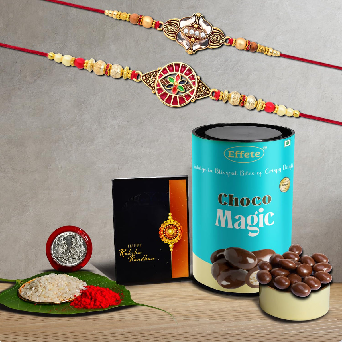 (K2_427+428_CM) Rakhi Combo & Chocolate Magic | Rakhi & Chocolate for brother | Fancy Rakhis for men stylish | rakhi with gift | Rakhi Combo | Set of 2 | Chocolate