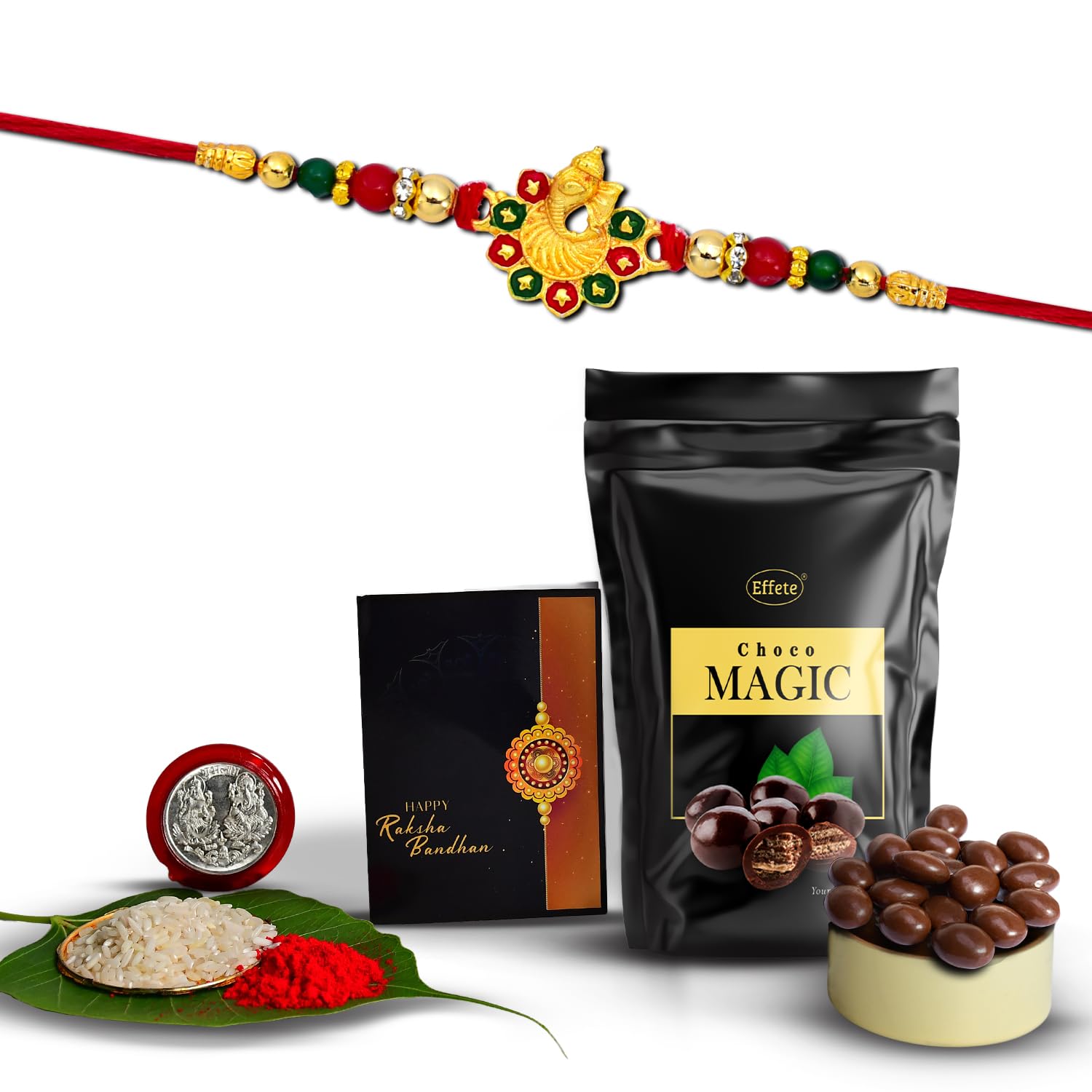 (K1_266_SM) Rakhi Combo with Choco Magic (Pouch), Rakhi & Chocolate for brother, Rakhi with chocolate, rakhi with gift, Rakhi Combo, Set of 1 Rakhi, Chocolate