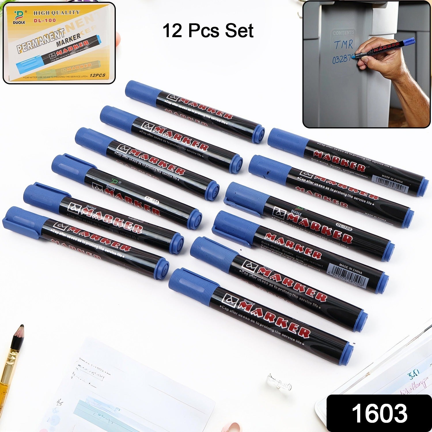 Permanent Blue Marker Pens in a pack