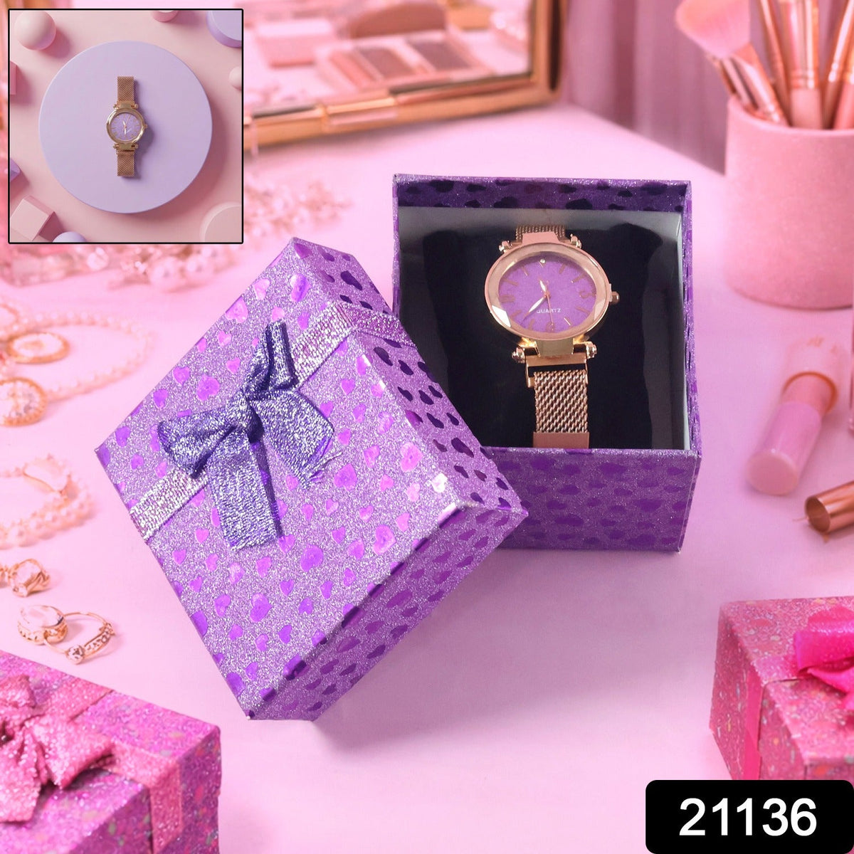 Wrist watch gift set with decorative box
