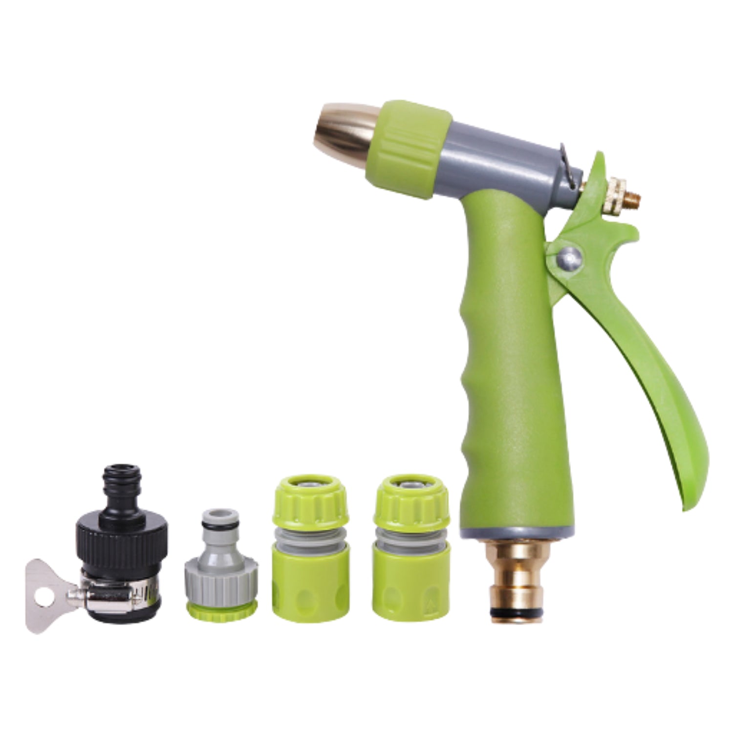 Water spray nozzle set on white background