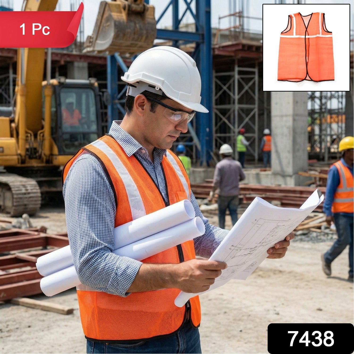Orange safety jacket single piece product image