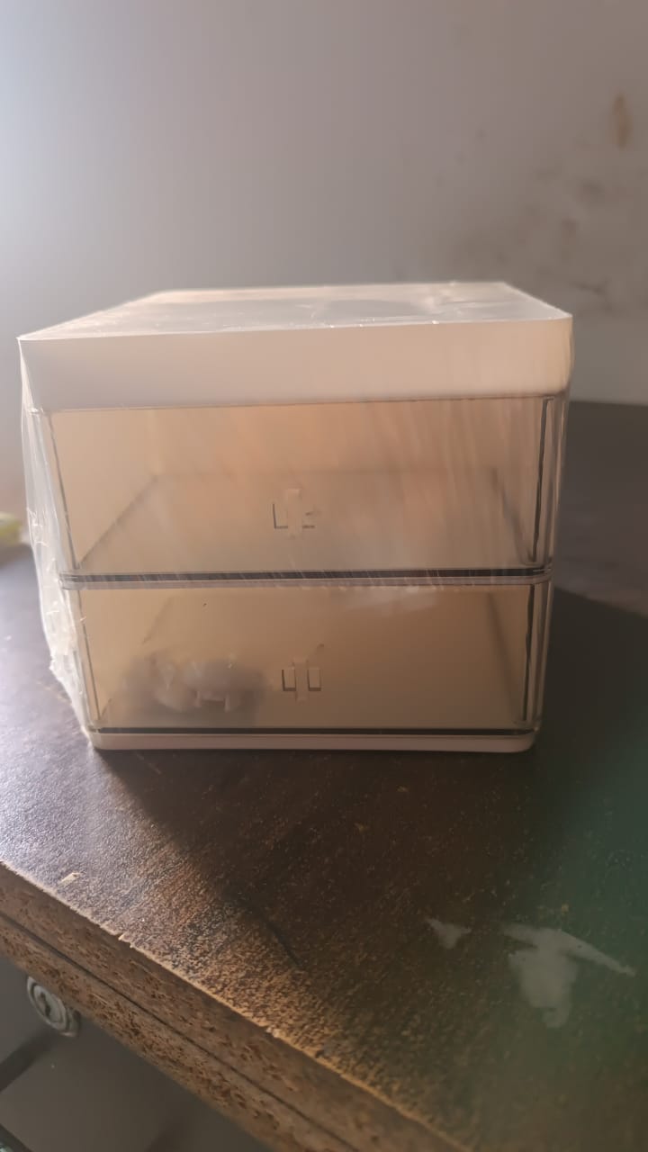 2 Layer 5 Compartment Desk Organizer with Transparent Drawer (1 Pc / 15Ã—13Ã—11 Cm)