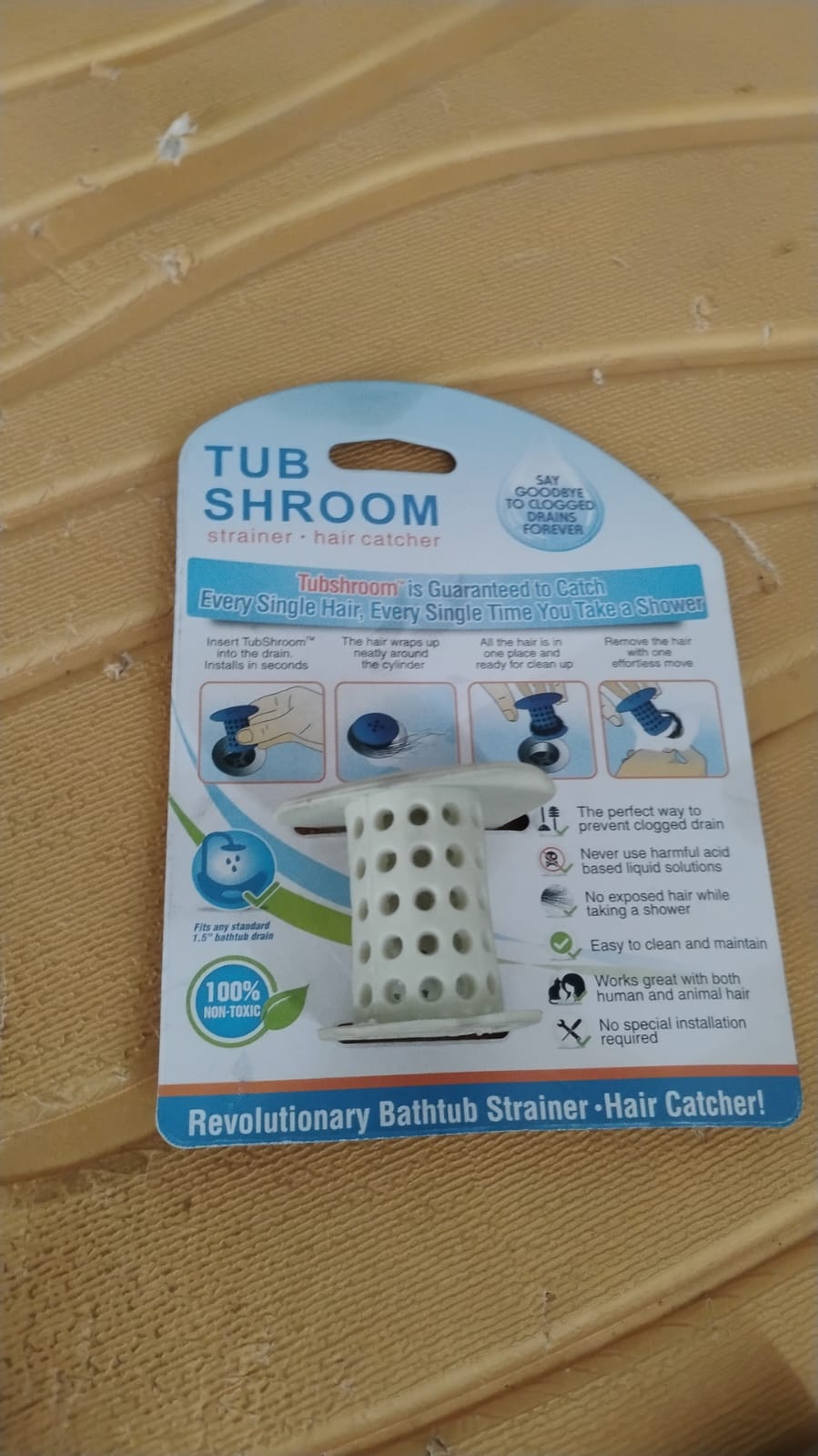 Close-up of flexible silicone drain strainer