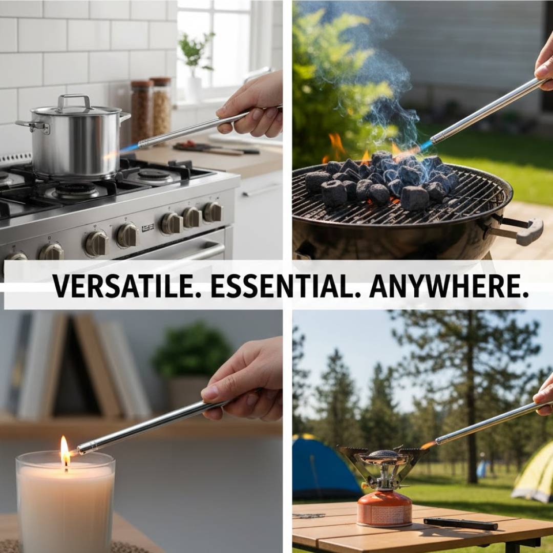 Gas lighter with strong bright spark lighting a burner