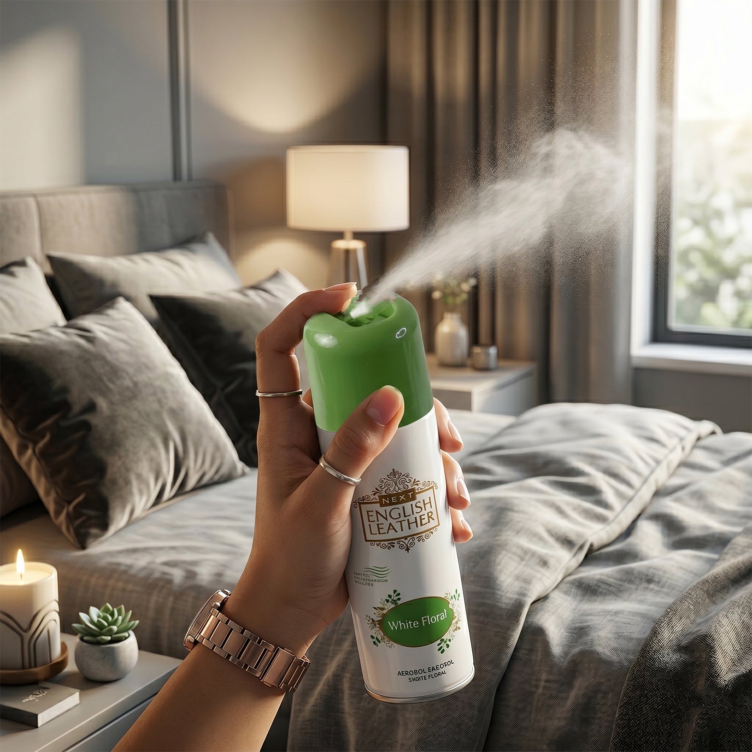 Air Freshener Spray on wooden surface
