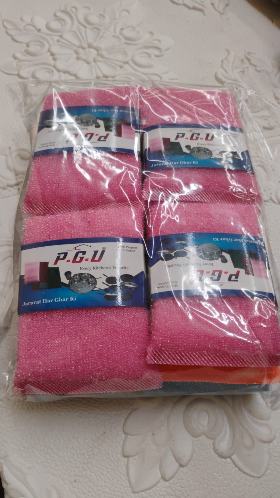 Scratch proof kitchen utensil scrubber pads in pack of 12, versatile multi-surface cleaning.