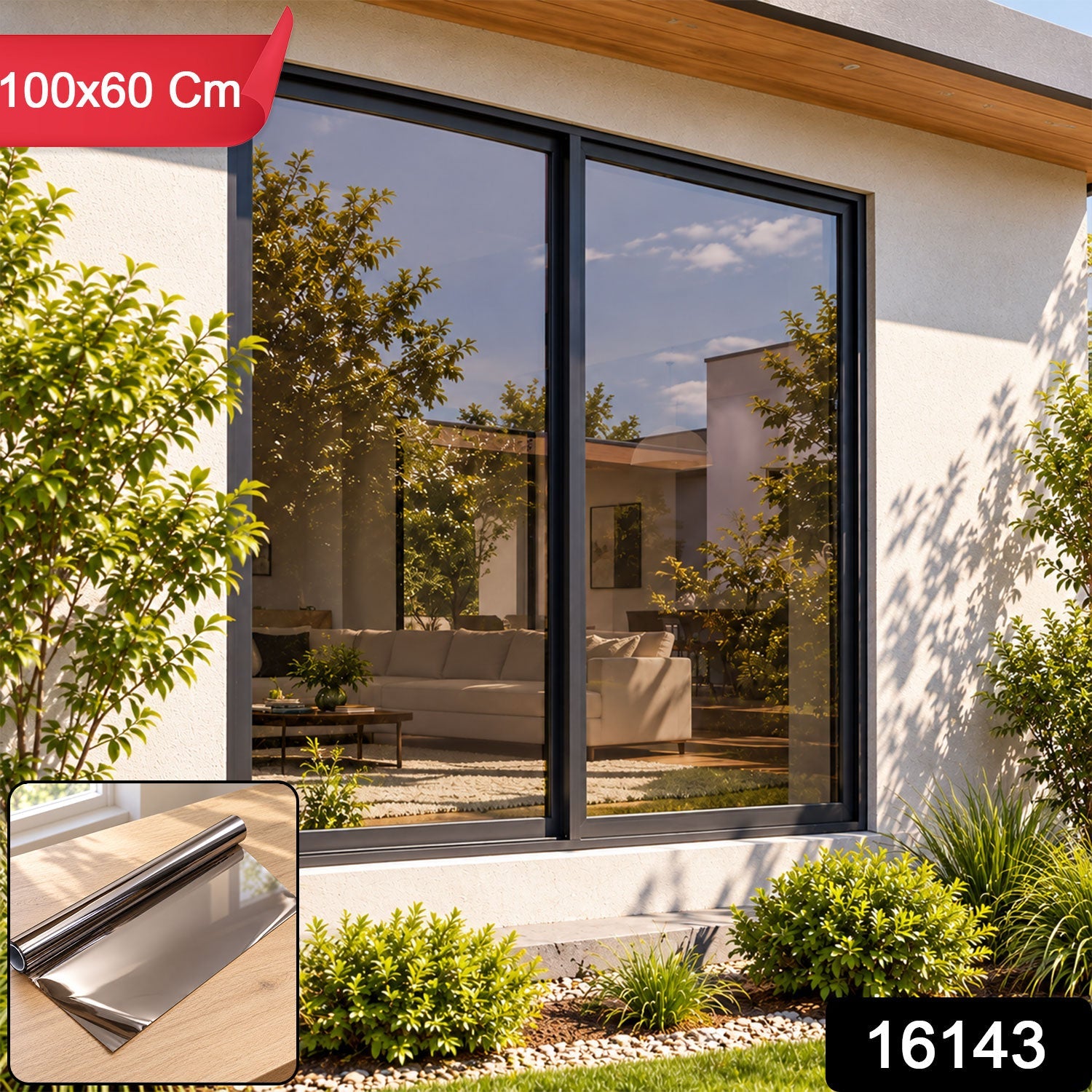 Measuring and cutting reflective solar window film to fit a window