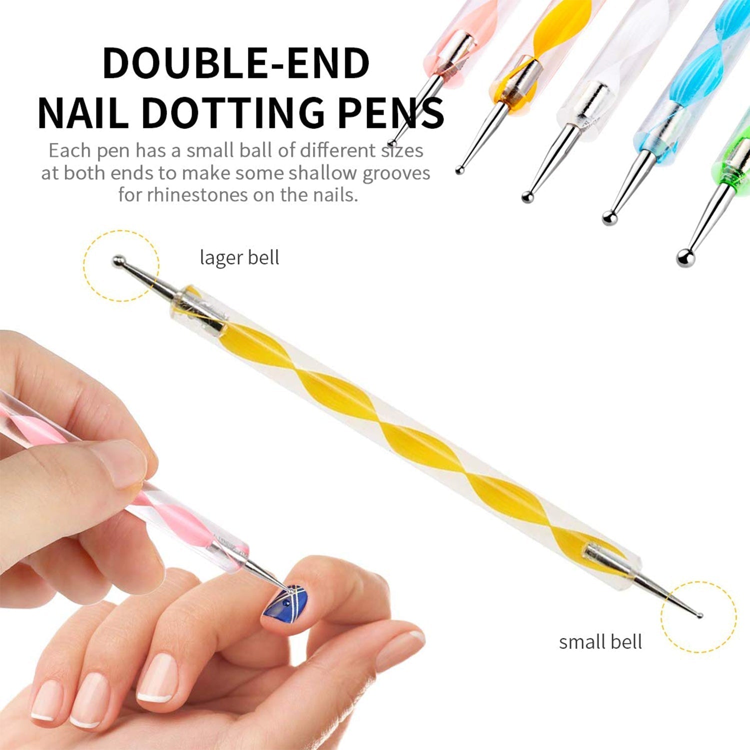 Comparison shot of Nail Art Point Pen Set