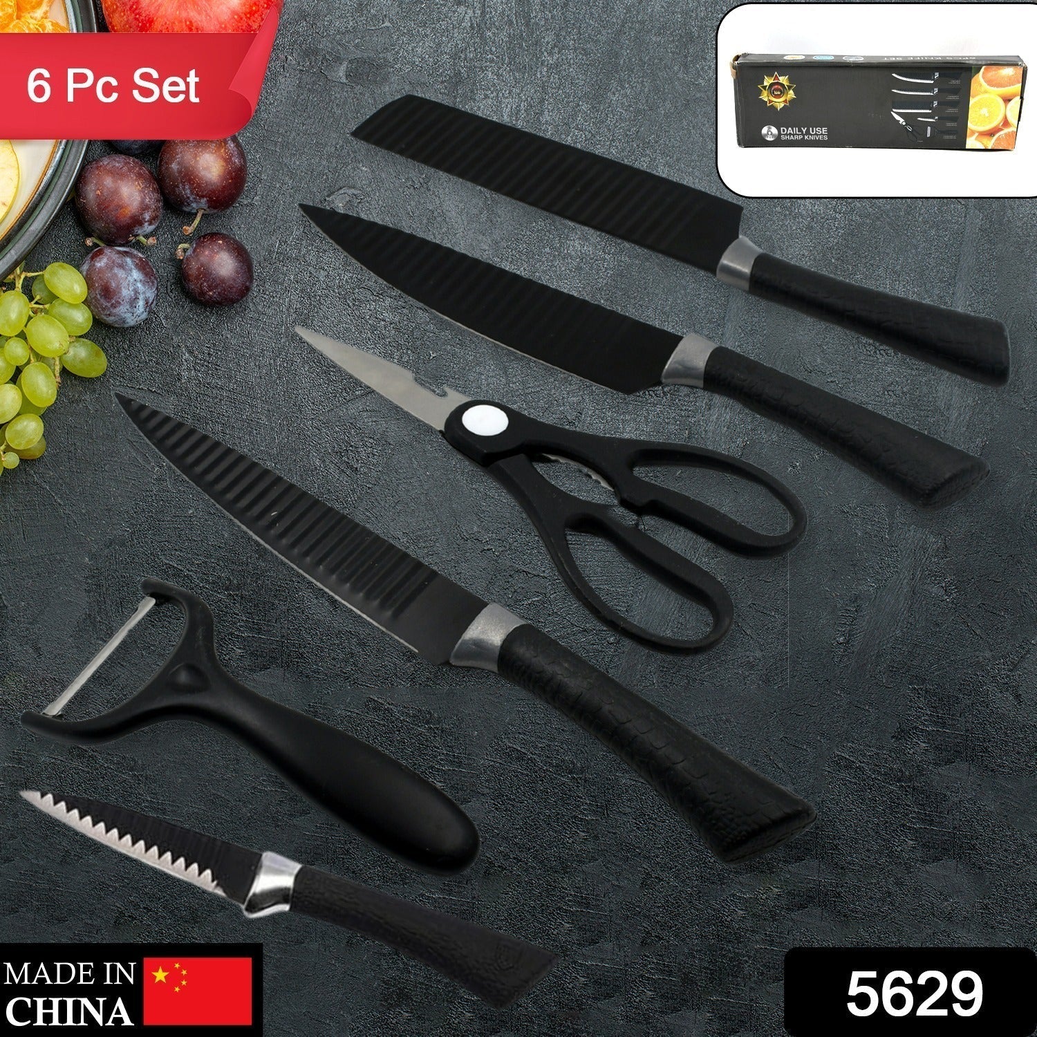 Stainless steel kitchen knives with ergonomic non-slip handles