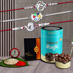 (K3_A8+A13+C1_CM) Rakhi Combo with Chocolate Magic, Rakhi & Chocolate for brother, Rakhi with chocolate, rakhi with gift, Rakhi Combo, Set of 3 Rakhi,  Chocolate