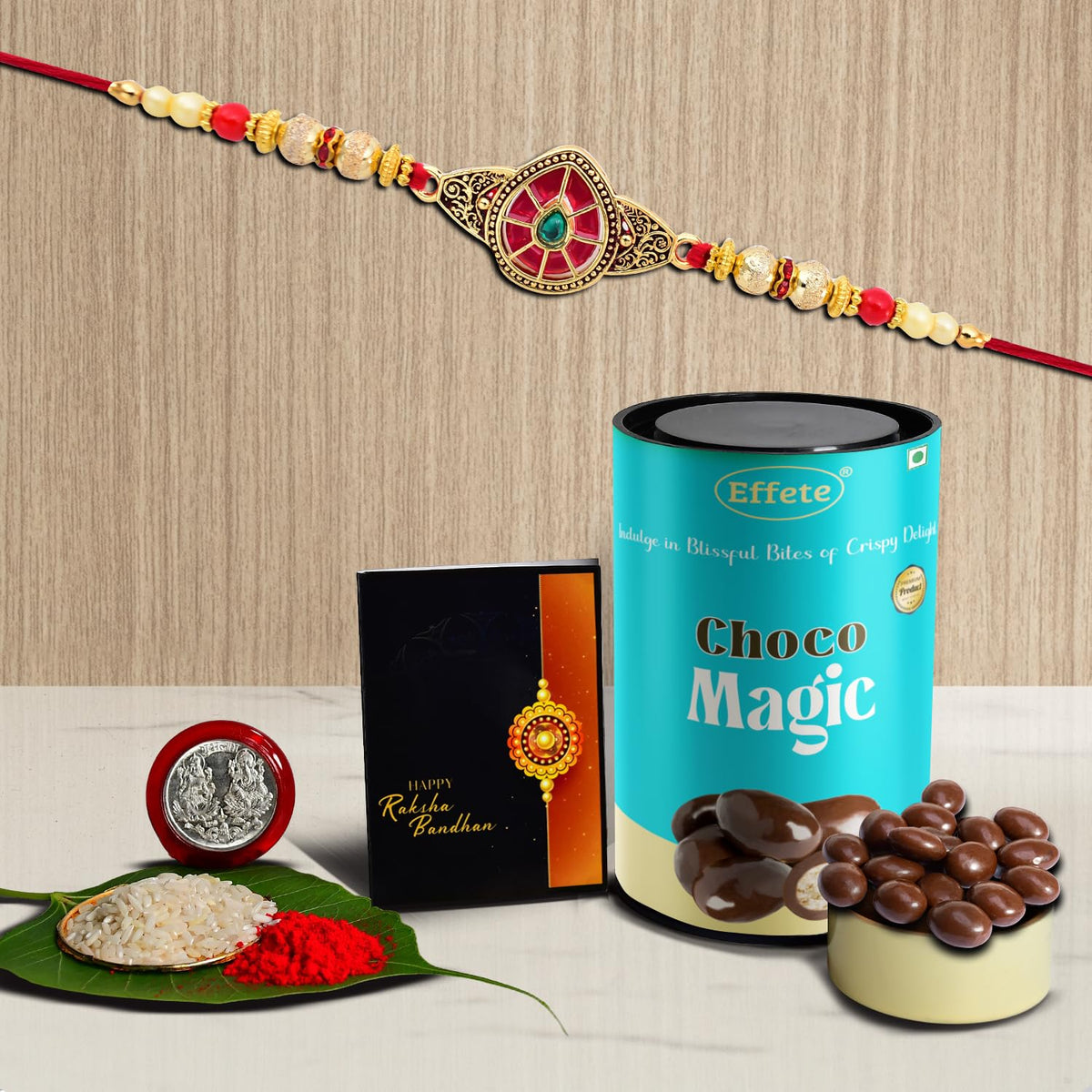 (K1_419_Cm) Rakhi Combo With Chocolate Magic, Rakhi & Chocolate For Brother, Rakhi With Chocolate, Rakhi With Gift, Rakhi Combo, Set Of 1 Rakhi, Chocolate,200 Grams