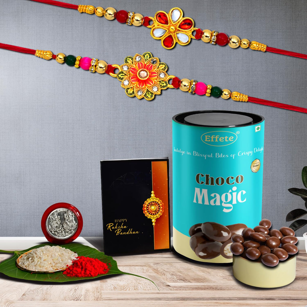 (K2_322+323_CM) Rakhi Combo & Chocolate Magic | Rakhi & Chocolate for brother | Fancy Rakhis for men stylish | rakhi with gift | Rakhi Combo | Set of 2 | Chocolate