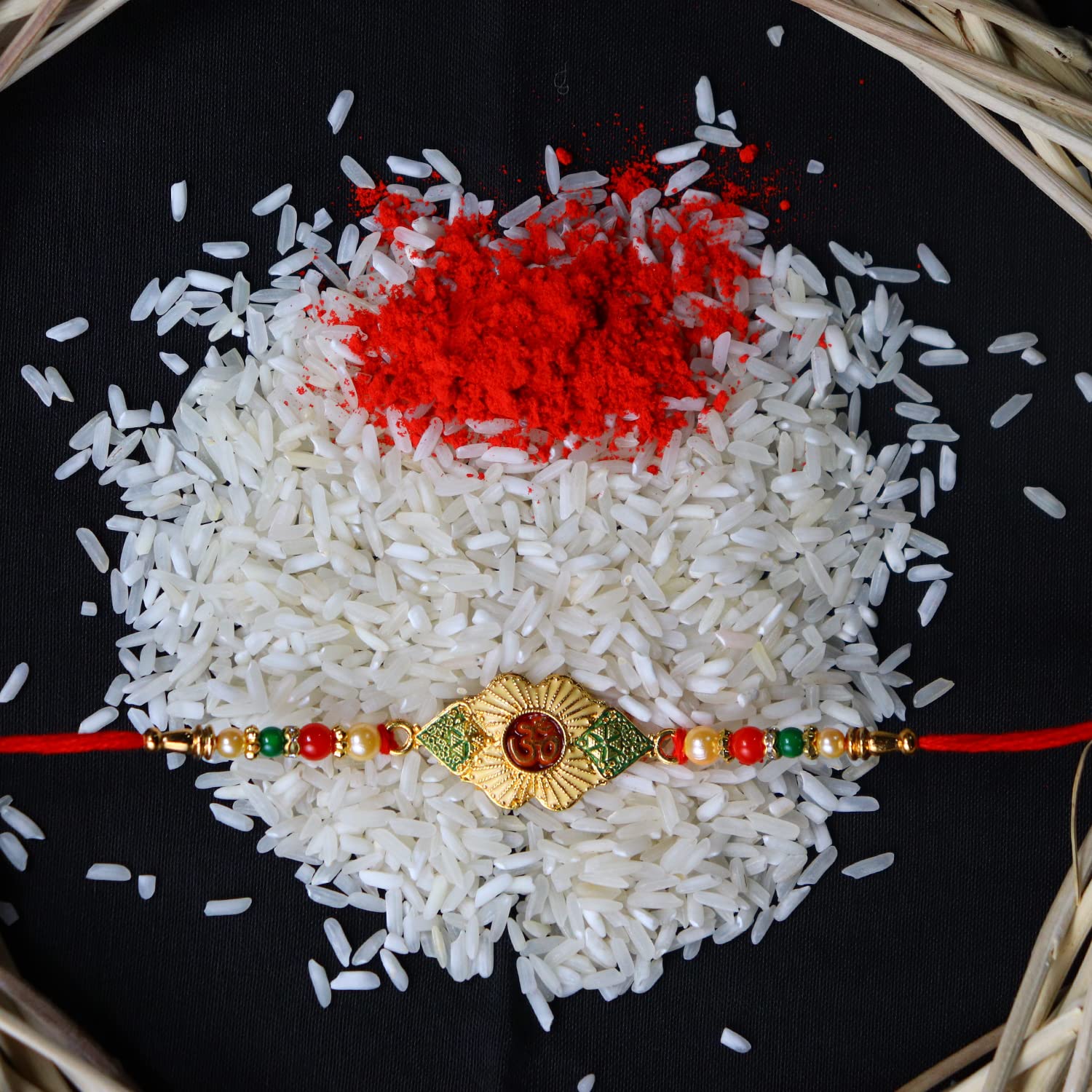 (K2_263+266_CA32) Rakhi Combo with Chocolate Almonds 32gm, Rakhi & Chocolate for brother, Rakhi with chocolate, rakhi with gift, Rakhi Combo, Set of 2 Rakhi, Chocolate