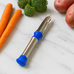 2-in-1 stainless steel vegetable peeler with dual sharp blades