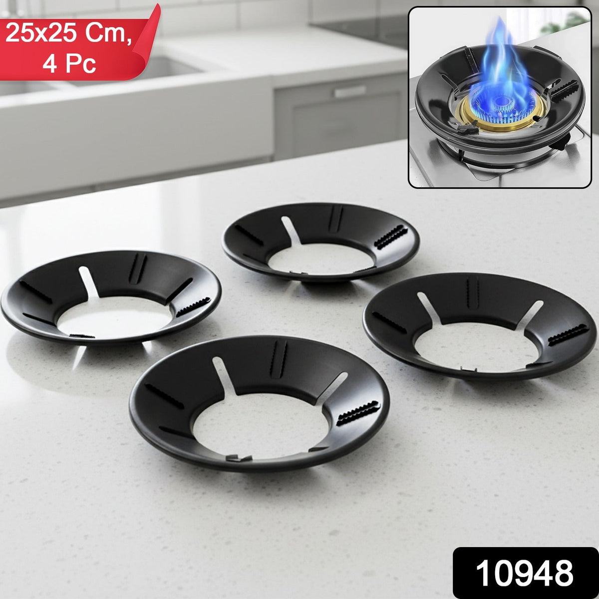 Gas stove flame protector ring on burner
