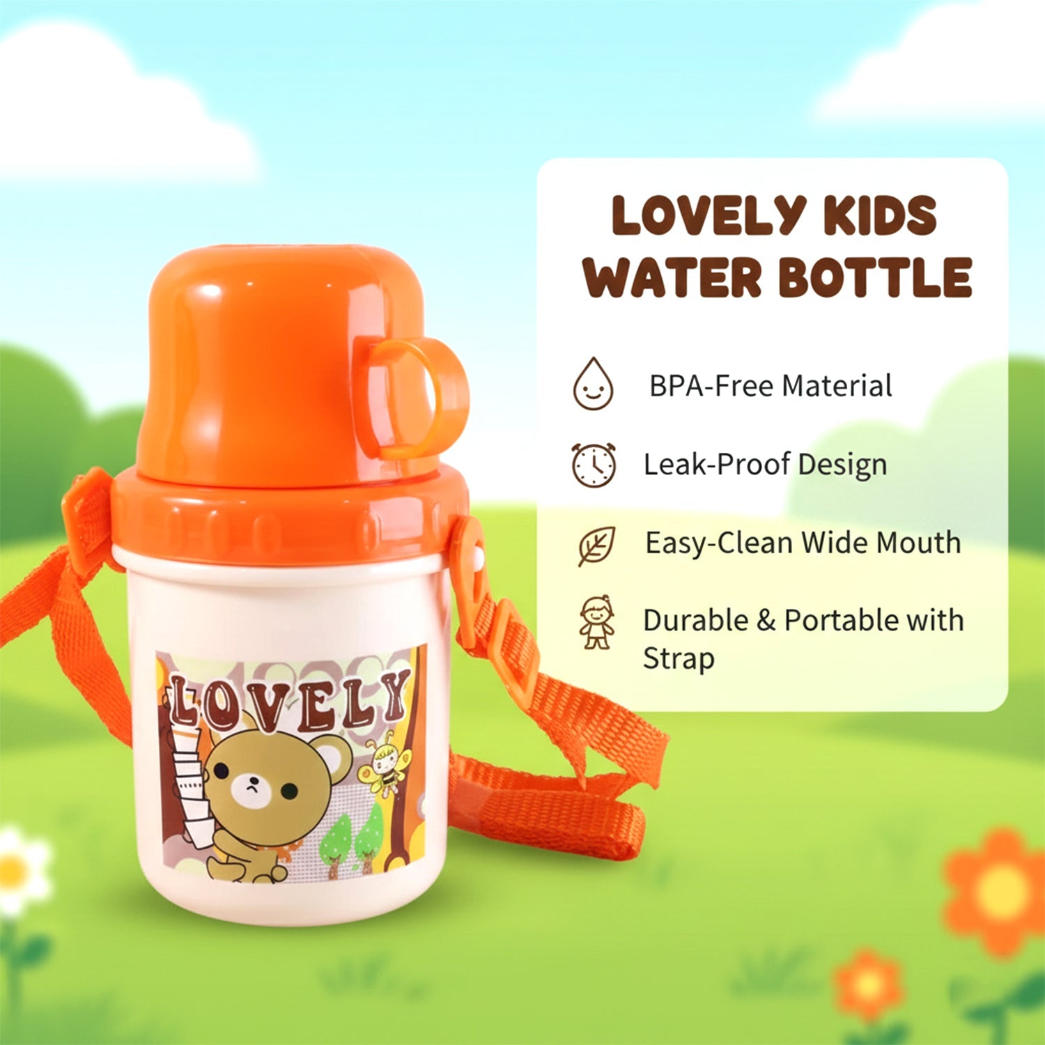 Side view of kids plastic cup with lid