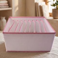 9 section foldable clothes organizer in use