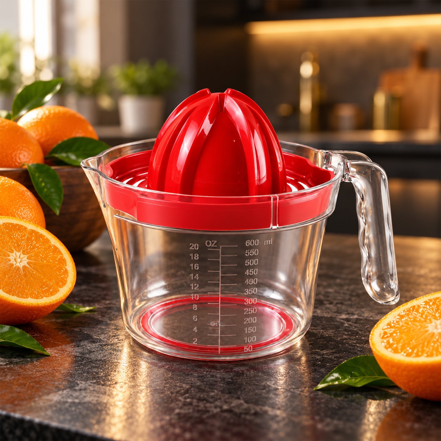 Apex Fresh Jug Manual Citrus Juicer with Strainer and Measuring Jug 600ml