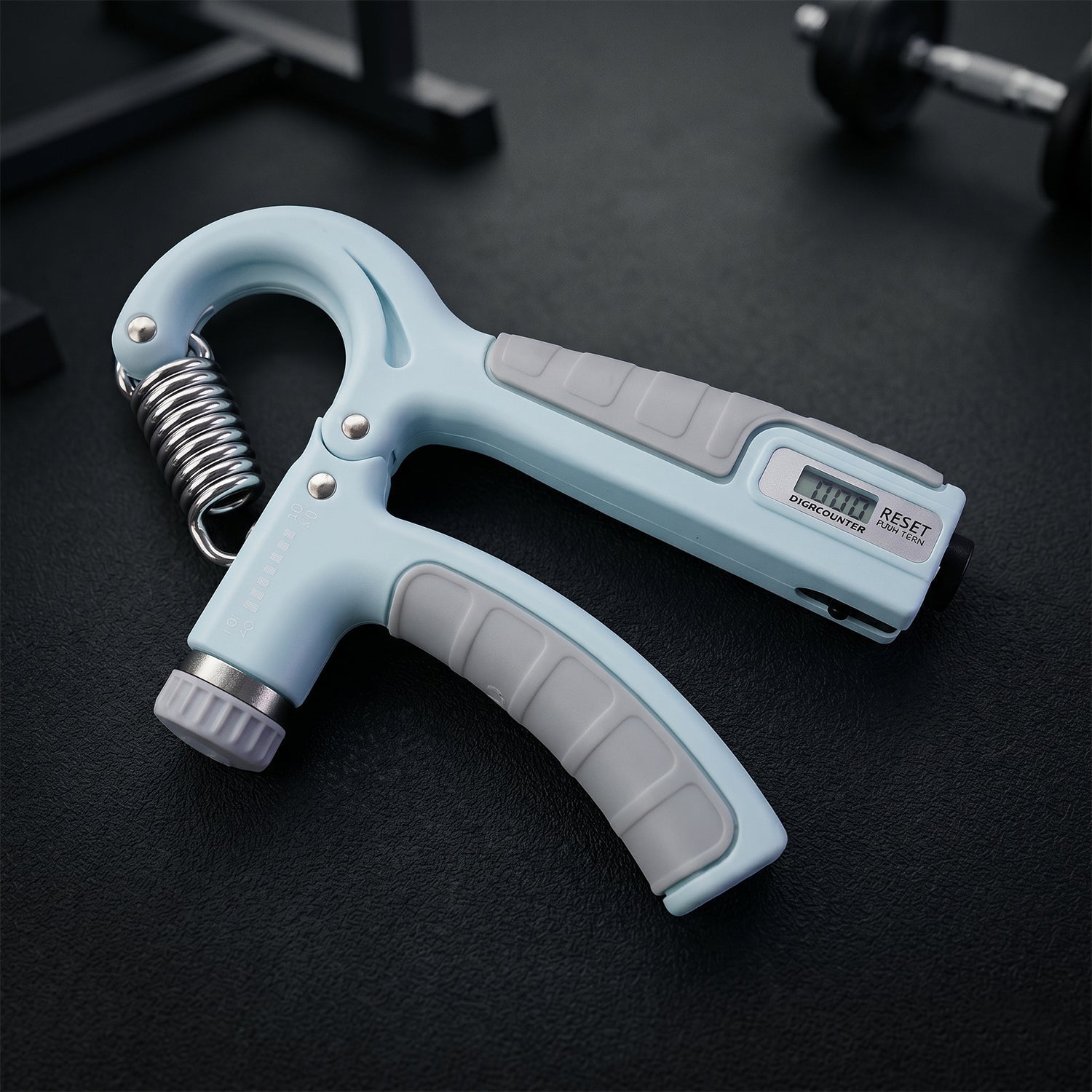 Hand gripper fitness tool angled view