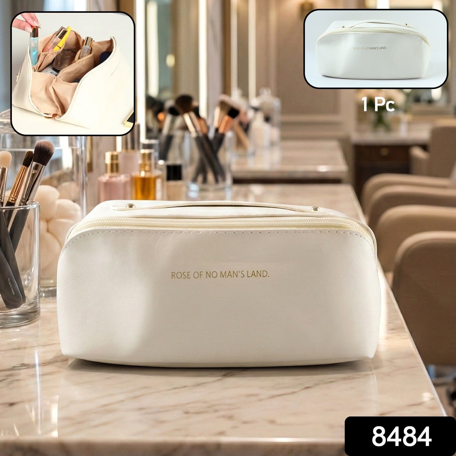 Waterproof cosmetic storage bag with zipper