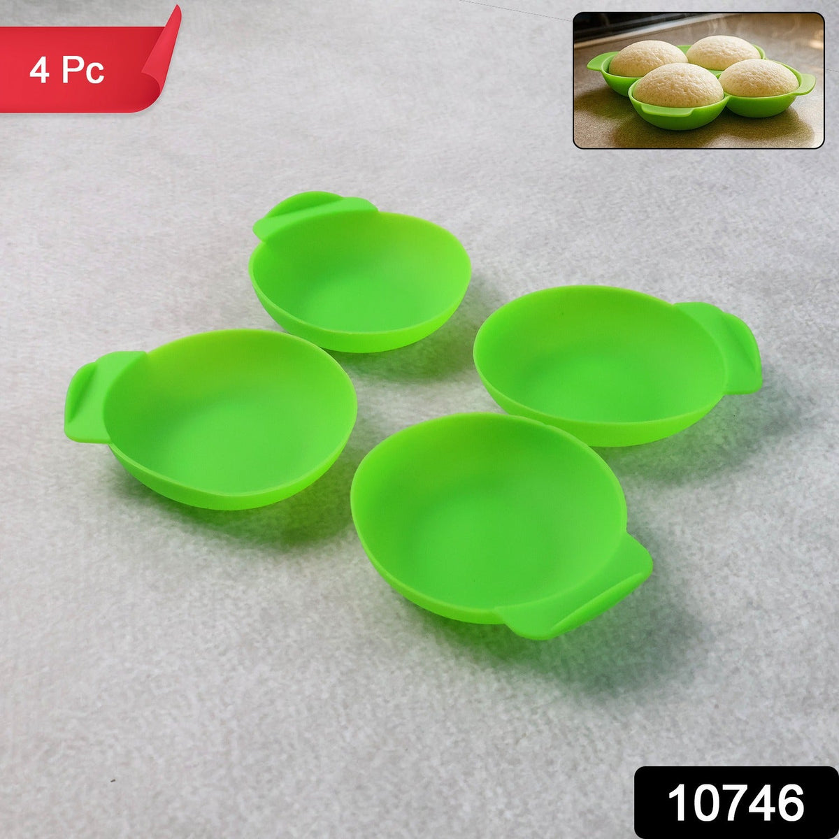 Four silicone poach moulds for idli
