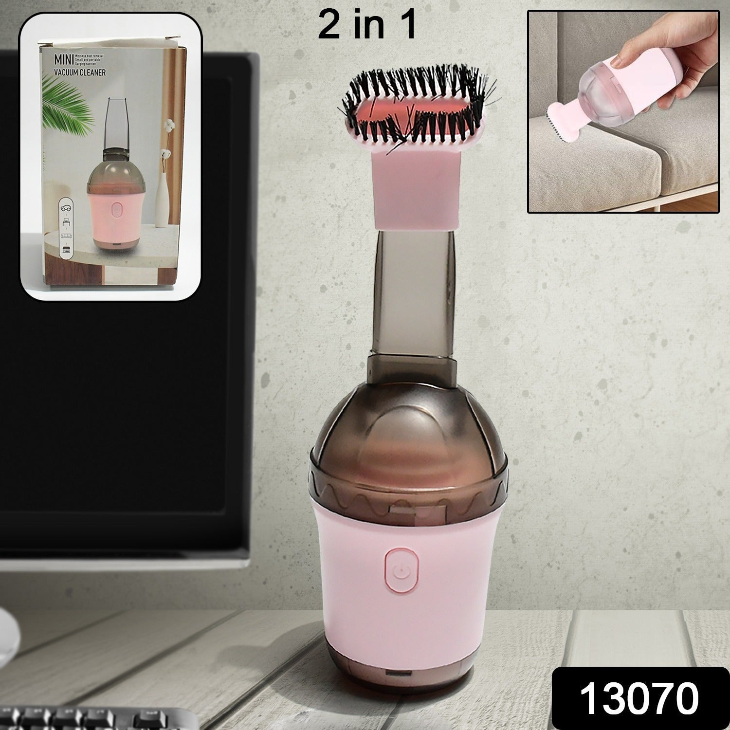 2 in 1 Mini Vacuum Cleaner with Brush Attachment (1 pc)