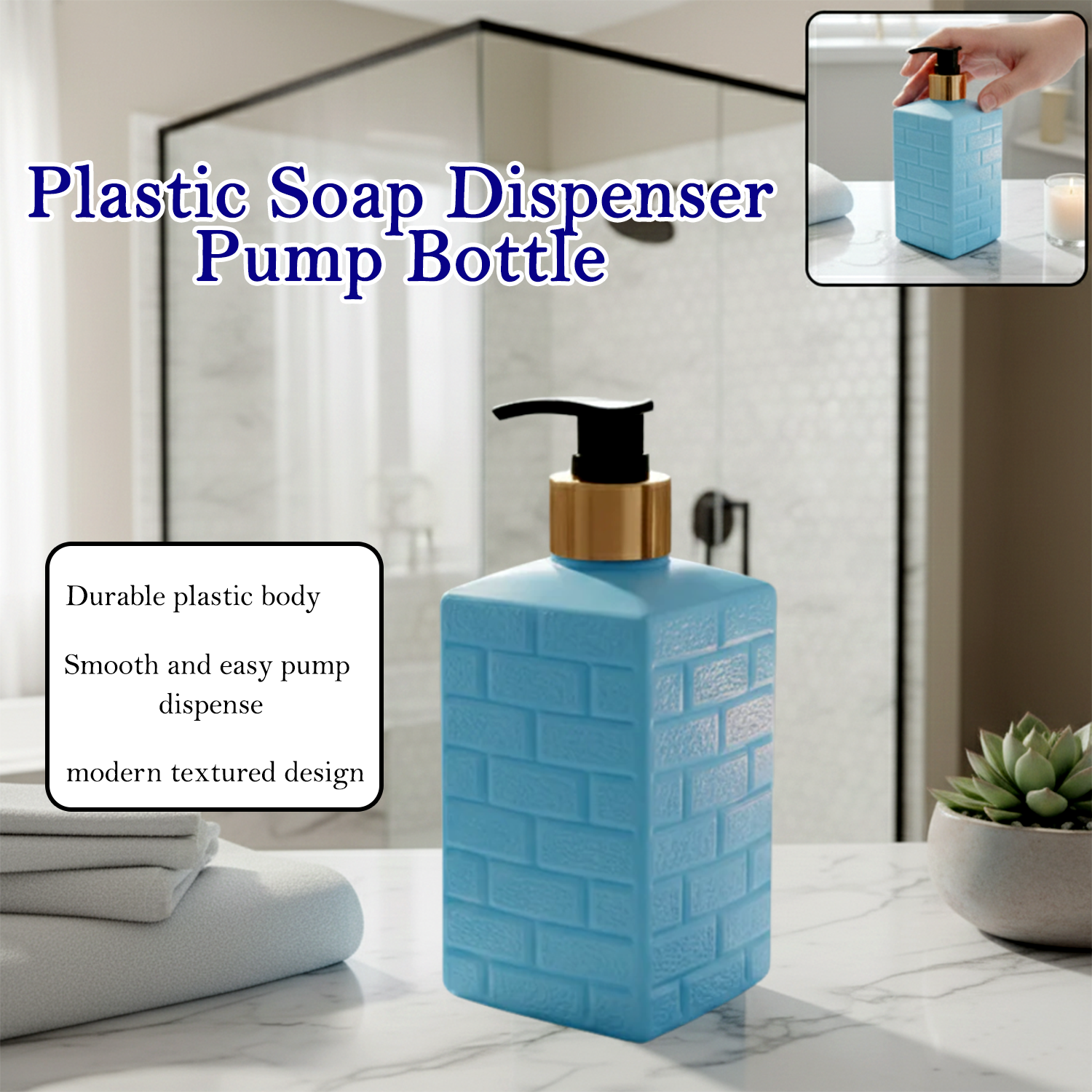 Clear plastic soap dispenser pump bottle