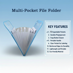 Front view of 13 pocket file folder