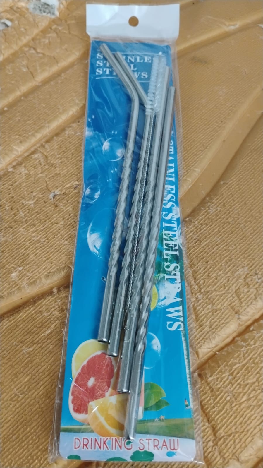 Detailed view of stainless steel straws set