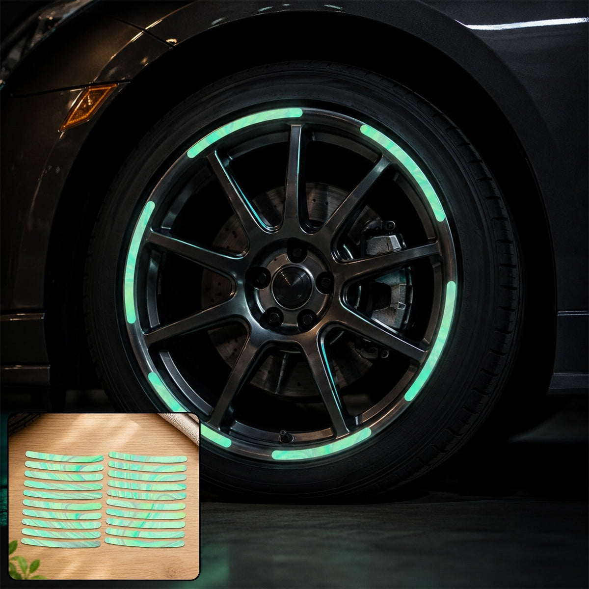 🎁 Reflective Car Wheel Stickers – Multicolored 20 Pcs for Night Safety | Velvet Wheels