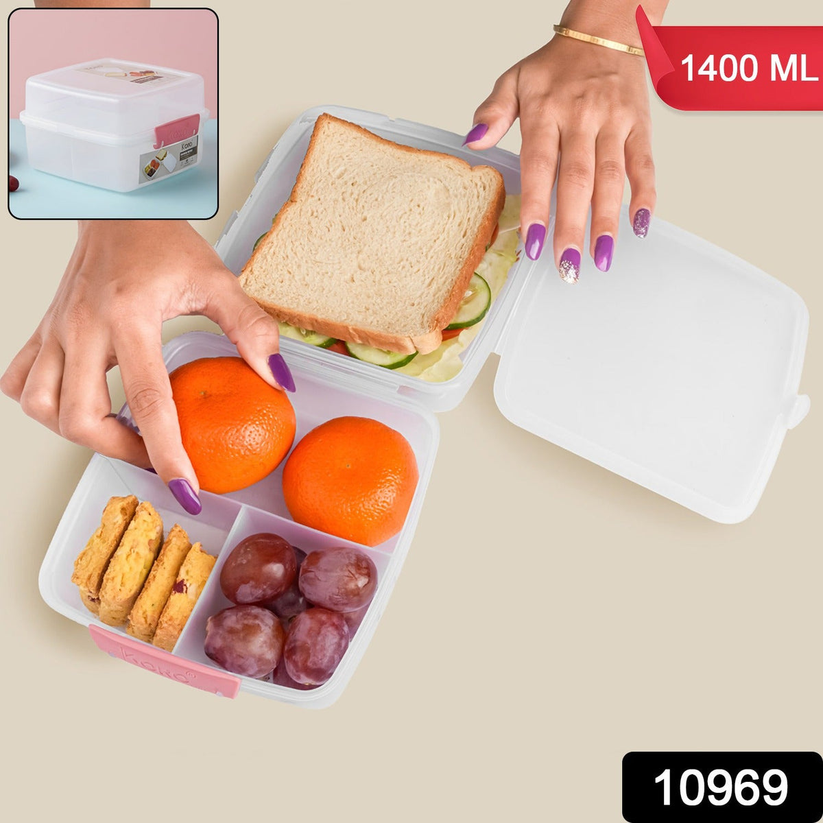 1400 ML Multi-Compartment Lunch Box