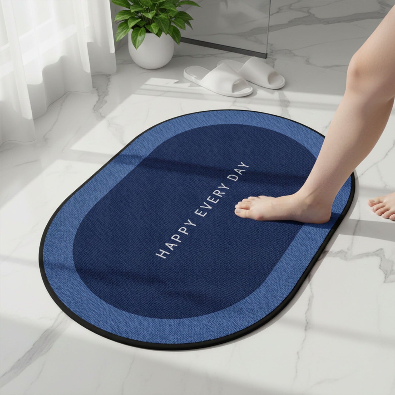 DeoDap Non-Slip Oval Super Absorbent Bath Mat main product image