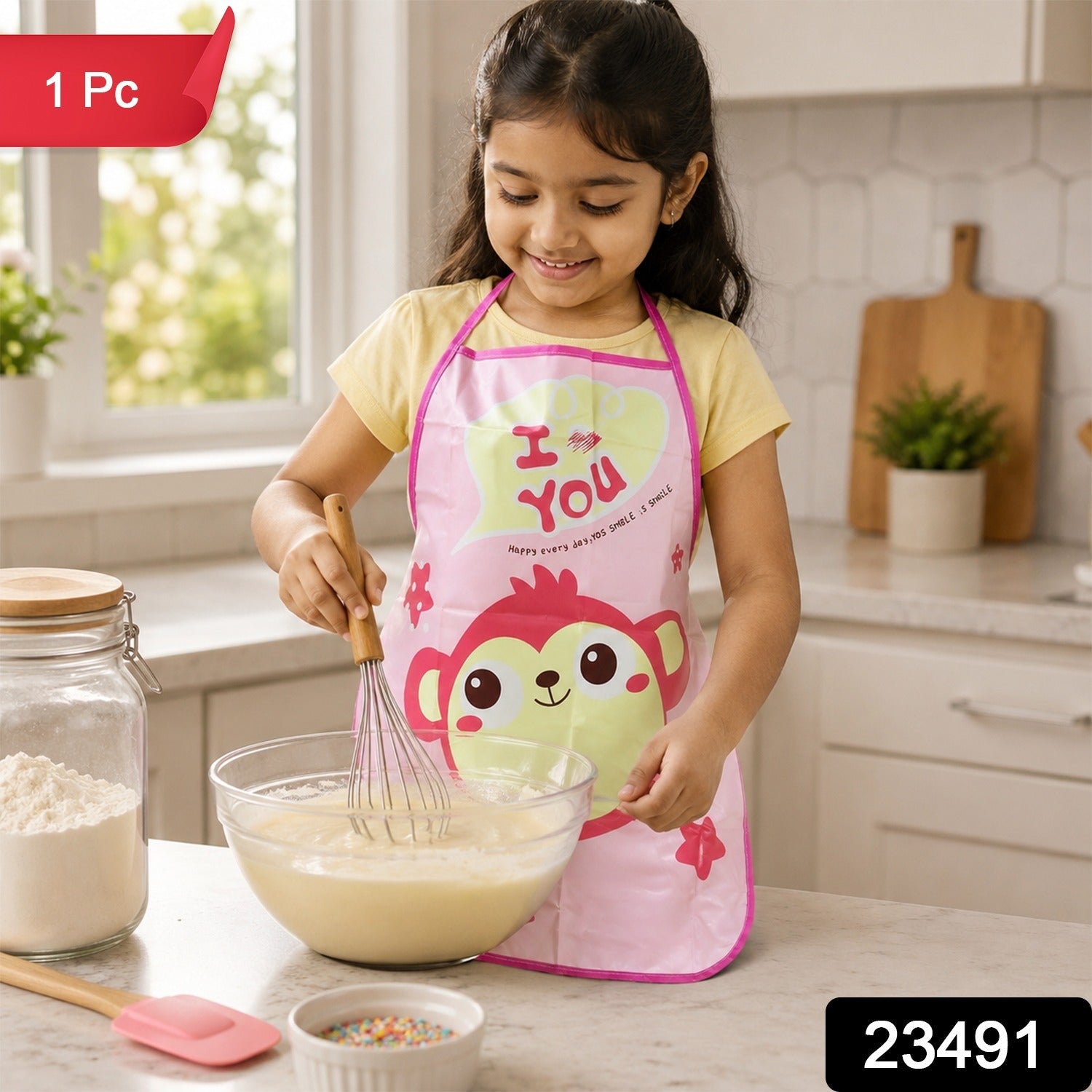 Kids waterproof apron with adjustable ties, 1 piece